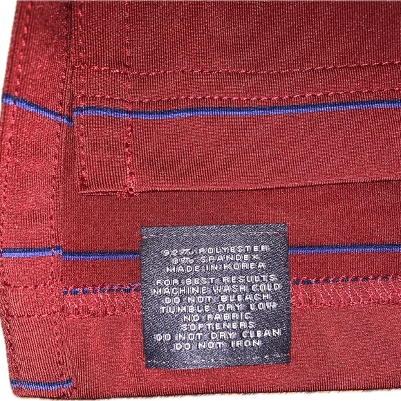 Turtleson Red Blue Striped Wicking Stretch Golf Collar Polo Shirt Medium - Picture 6 of 7